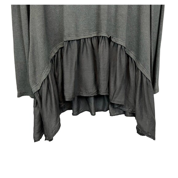 Tempo Paris Tunic Top  Womens S  Boho Lagnelook Charcoal Knit w Woven Ruffle - Picture 4 of 7